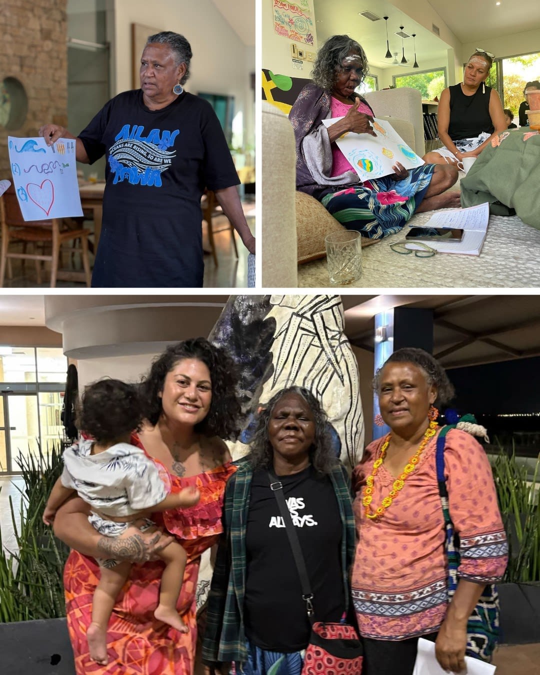 A collage of photos from Weaving Our Stories in Darwin featuring women from the frontlines of climate justice
